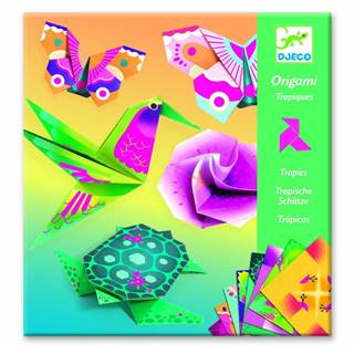 Djeco Súprava 24 origami papierov s návodom Djeco Neon Tropics